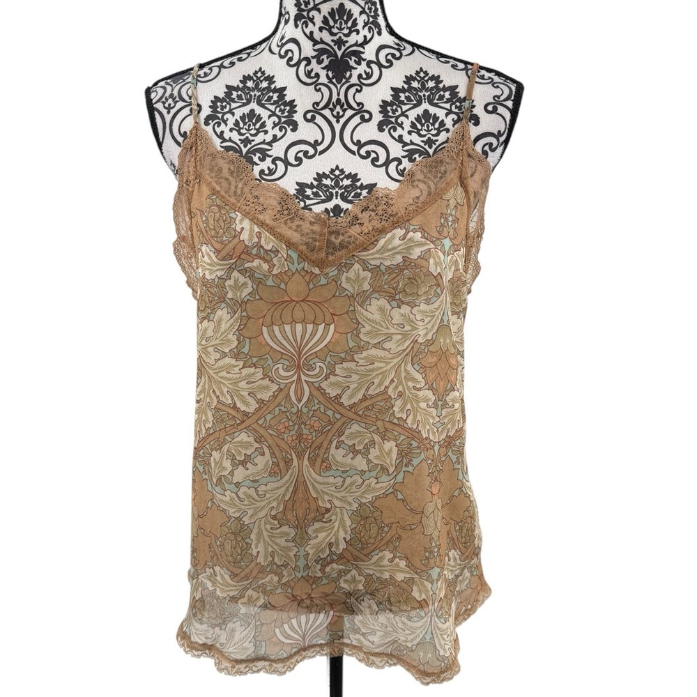Bishop + Young Vintage Y2K Lace Trim Floral Paisley Camisole Top Size M